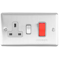 Carlisle Brass Numeral Face Fix (No.4) 76Mm in a stainless steel finish, featuring a standard power socket, a switch, and a red cooker indicator to display functionality.