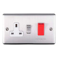 Carlisle Brass Numeral Face Fix (No.4) 76Mm in stainless steel, featuring a power socket and a red switch labeled 'COOKER' on a rectangular panel with a brushed finish.