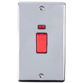 Carlisle Brass Numeral Face Fix (No.4) 76Mm in chrome finish, featuring a red toggle switch and an indicator light above the switch. The rectangular plate includes two visible screws for installation.