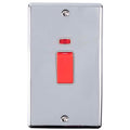 Carlisle Brass Numeral Face Fix (No.4) 76Mm in chrome finish, featuring a red rocker switch and an indicator light above, mounted on a rectangular metal plate with two screws.