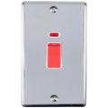 Carlisle Brass Numeral Face Fix (No.4) 76Mm in chrome finish, featuring a red switch and indicator light, with a rectangular design and two mounting screws at the top and bottom.