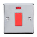 Carlisle Brass Numeral Face Fix (No.4) 76Mm in chrome finish featuring a red switch, an indicator light at the top, and two visible mounting screws. The switch is labeled "ON."