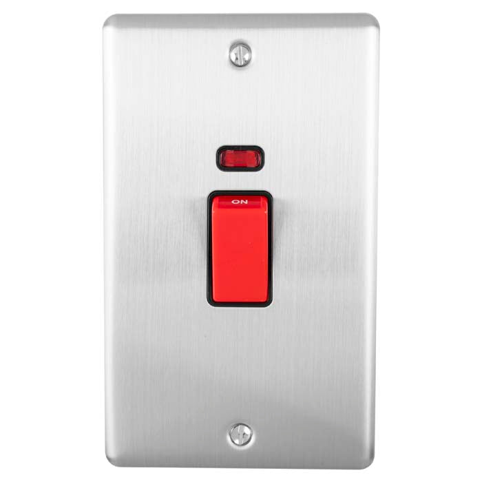 Carlisle Brass Numeral Face Fix (No.4) 76Mm in stainless steel finish, featuring a red toggle switch and a small indicator light above the switch. The rectangular plate includes two visible mounting screws.