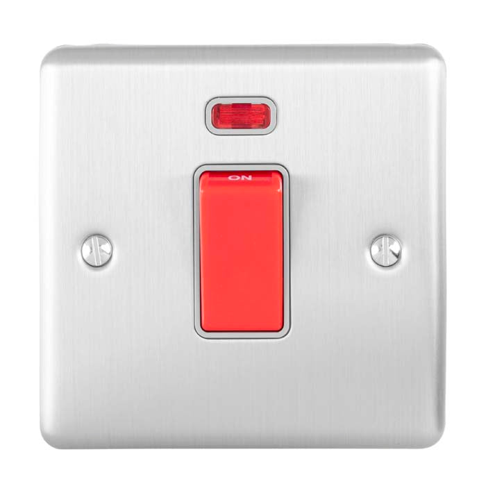Carlisle Brass Numeral Face Fix (No.4) 76Mm in stainless steel finish, featuring a red switch and indicator light, with two mounting screws visible on a square faceplate.