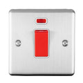Carlisle Brass Numeral Face Fix (No.4) 76Mm in brushed stainless steel, featuring a red rocker switch and an indicator light above. The design includes two visible mounting screws on the surface.