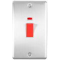 Carlisle Brass Numeral Face Fix (No.4) 76Mm in a brushed stainless steel finish, featuring a prominent red switch and indicator light, designed for durability and visibility.
