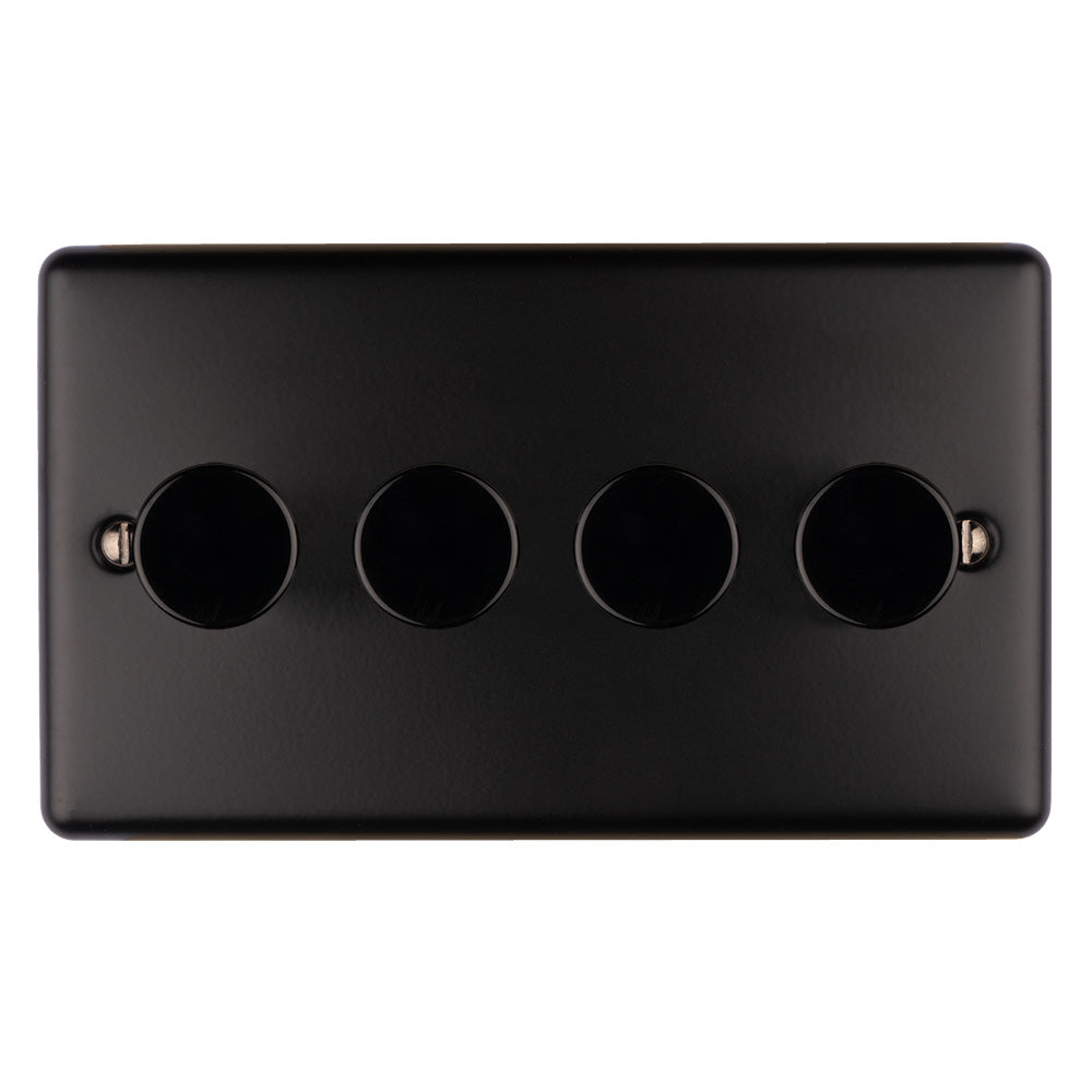 Carlisle Brass Numeral Face Fix (No.4) 76Mm in a matte black finish, featuring four circular openings for installing numerical indicators.