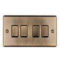 Carlisle Brass Numeral Face Fix (No.4) 76Mm in an antique brass finish, featuring a rectangular plate with three toggle switches and visible mounting screws.