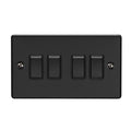 Carlisle Brass Numeral Face Fix (No.4) 76Mm in black featuring four rocker switches, designed with a simple rectangular plate and visible mounting screws for installation.