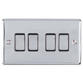 Carlisle Brass Numeral Face Fix (No.4) in chrome finish, featuring a rectangular plate with four toggle switches and a sleek, shiny surface.