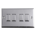 Carlisle Brass Numeral Face Fix (No.4) 76Mm is a chrome switch plate with three toggle switches, featuring a polished surface and rounded edges for a sleek appearance.