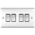 Carlisle Brass Numeral Face Fix (No.4) 76Mm in stainless steel, featuring a rectangular plate with three toggle switches. The switches have a brushed finish with black trim, mounted on a smooth metallic background.