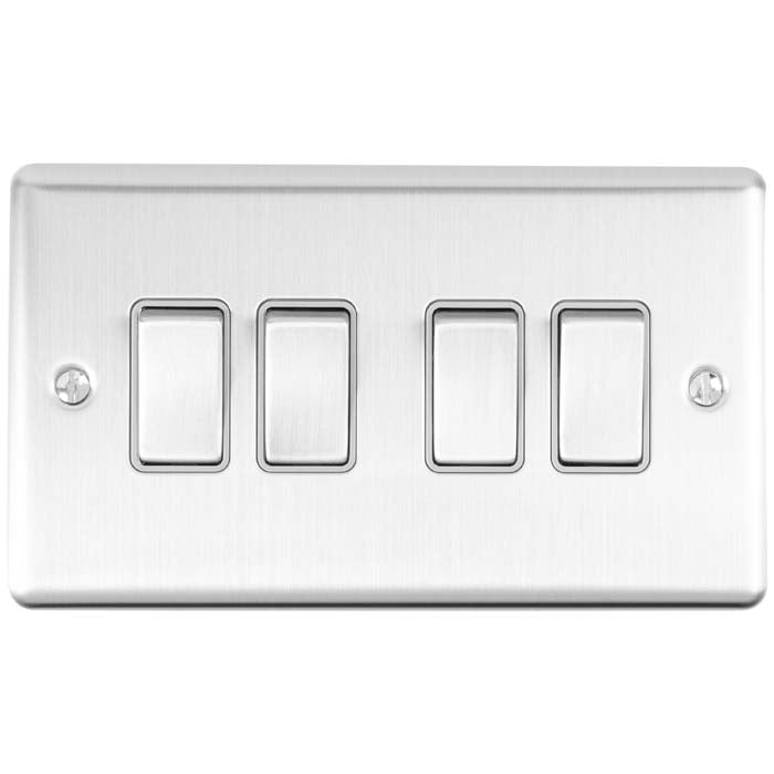 Carlisle Brass Numeral Face Fix (No.4) 76Mm in stainless steel, featuring a polished finish and four rectangular switches for electrical control.