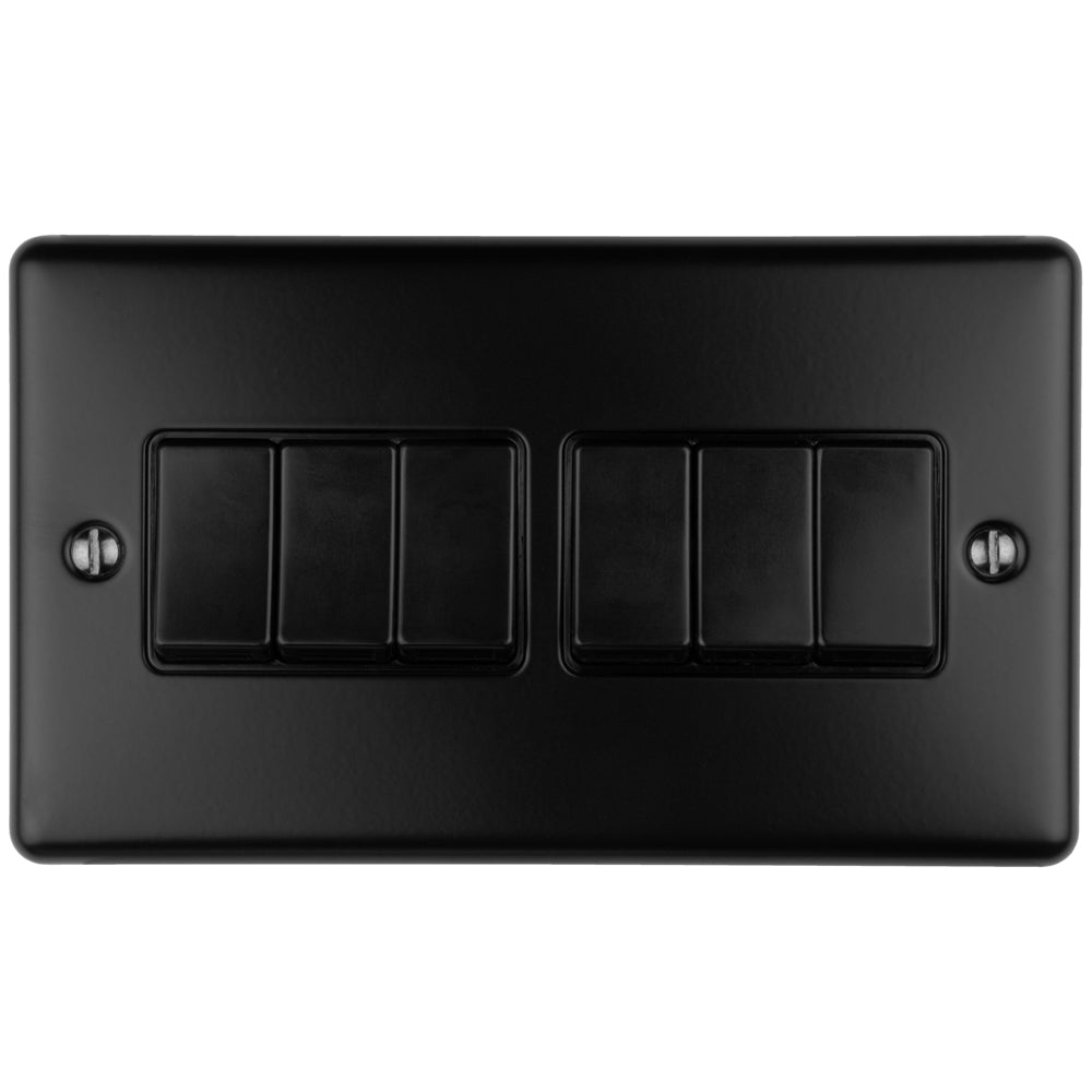 Enhance Decorative 6 Gang Switch - Matt Black
