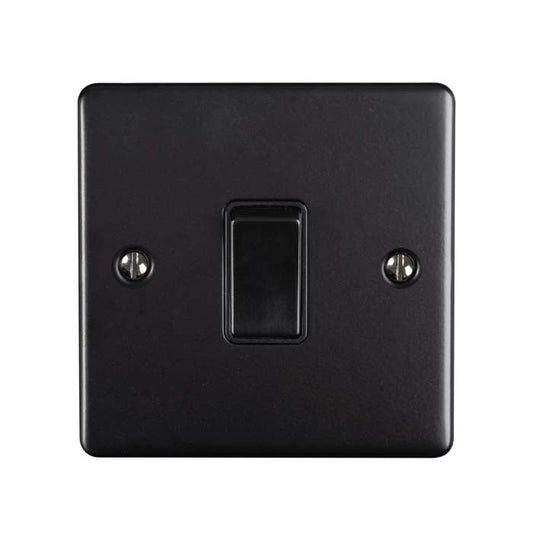 Eurolite Enhance Decorative Intermediate Switch in matt black, featuring a rectangular design with a single toggle switch and two visible mounting screws.