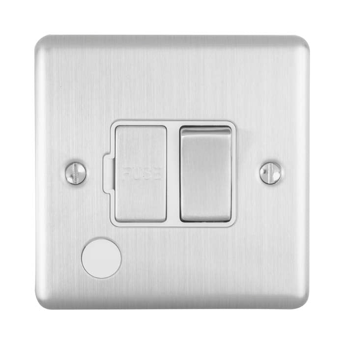 Enhance Decorative Switched Fuse Spur With Flex Outlet - Satin Stainless