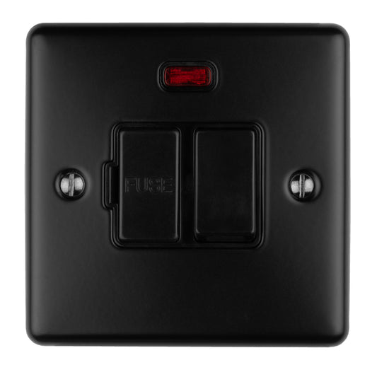 Enhance Decorative Switched Fuse Spur With Neon Indicator - Matt Black