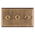 Enhance Decorative 3 Gang Toggle Switch - Antique