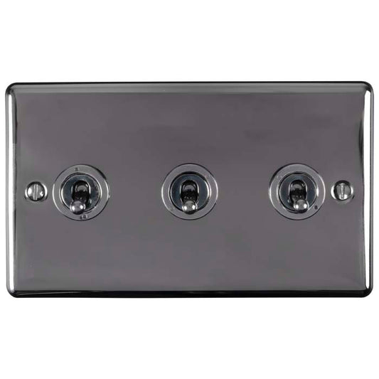 Enhance Decorative 3 Gang Toggle Switch - Black Nickel