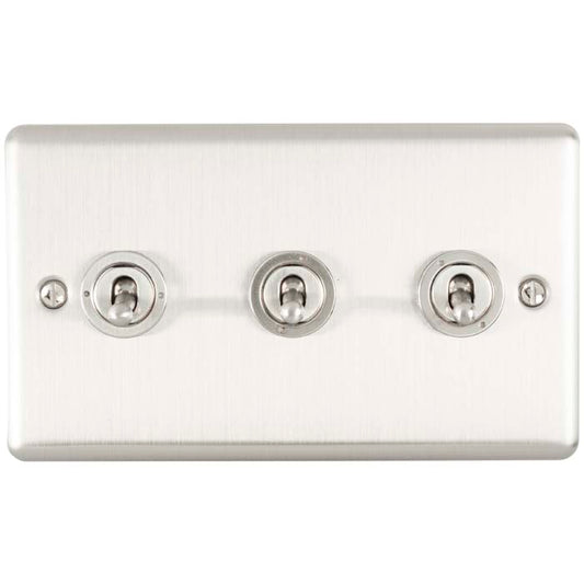 Enhance Decorative 3 Gang Toggle Switch - Satin Stainless