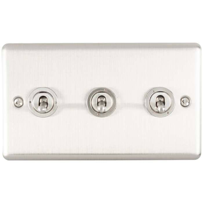 Enhance Decorative 3 Gang Toggle Switch - Satin Stainless