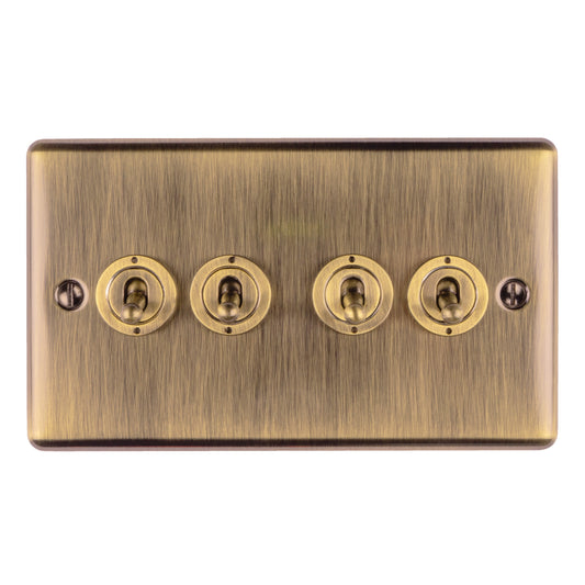 Enhance Decorative 4 Gang Toggle Switch - Antique