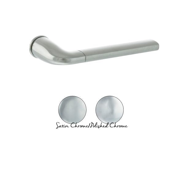 Forme Milly Lever Door Handle on Concealed Round Rose – Satin Chrome/Polished Chrome