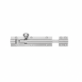 Zoo Hardware Architectural Barrel Bolt in stainless steel with a cylindrical locking mechanism and multiple mounting holes for secure installation.