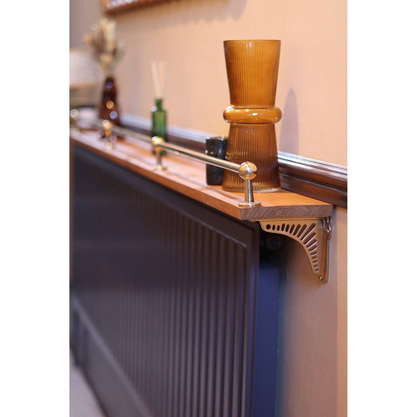 Satin Brass Sunrise Shelf Brackets - Heavy Duty Solid Brass - Brass bee