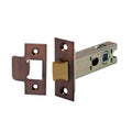 Spira Brass Heavy-Duty Double-Sprung Tubular Latch in satin brass finish, measuring 76mm, includes a latch mechanism and strike plate, designed for durability and secure door operation.