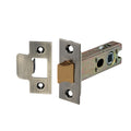 Spira Brass Heavy-Duty Double-Sprung Tubular Latch in satin brass finish, measuring 76mm. The latch features a metal body with a brass bolt and includes a strike plate.