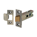 Spira Brass Heavy-Duty Double-Sprung Tubular Latch in satin brass finish, measuring 76mm, featuring a sturdy latch mechanism and a rectangular strike plate for secure closure.