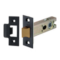 Spira Brass Heavy-Duty Double-Sprung Tubular Latch in satin brass, measuring 76mm, features a durable design with a brass latch and a sleek black casing for added functionality.