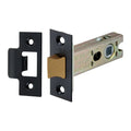 Spira Brass Heavy-Duty Double-Sprung Tubular Latch in satin brass finish, measuring 76mm, includes a latch and strike plate with a polished brass center and black metal surrounding components.