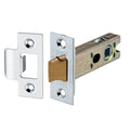 Spira Brass Heavy-Duty Double-Sprung Tubular Latch in satin brass, measuring 76mm, with a rectangular strike plate and a robust design for secure locking.