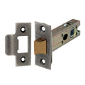 Spira Brass Heavy-Duty Double-Sprung Tubular Latch in satin brass finish, measuring 76mm, includes a flat strike plate and a cylindrical latch component.