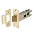 Spira Brass Heavy-Duty Double-Sprung Tubular Latch, 76mm in satin brass finish, featuring a metal case and a brass latch for durable functionality.