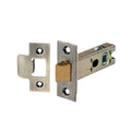 Spira Brass Heavy-Duty Double-Sprung Tubular Latch in satin brass, 76mm size, featuring a durable design with a rectangular strike plate and a round latch bolt, suitable for secure door closure.