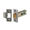 Spira Brass Heavy-Duty Double-Sprung Tubular Latch in satin brass finish, measuring 76mm, featuring a durable metal latch mechanism and a wooden bolt for secure closure.