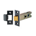Spira Brass Heavy-Duty Double-Sprung Tubular Latch in satin brass finish, featuring a 76mm length and a metal construction with wood core, includes latch and strike plates for installation.