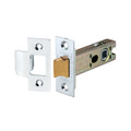 Spira Brass Heavy-Duty Double-Sprung Tubular Latch in satin brass finish, measuring 76mm, featuring a solid brass bolt and a rectangular strike plate with two screw holes.