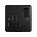 Stainless steel 1 Gang Socket - Matt Black