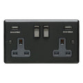 Stainless steel 2 Gang Usb Socket - Matt Black