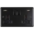 Stainless steel 2 Gang Usb Socket - Matt Black