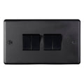 Eurolite Stainless Steel 4 Gang Switch in matt black finish, featuring four toggle switches on a rectangular black plate, designed for electrical control.