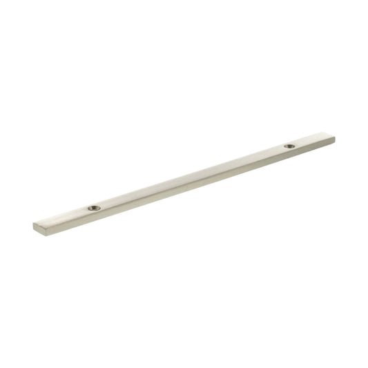 Atlantic Millhouse Brass Long Narrow Cabinet Handle Backplate, measuring 160mm in length, features a sleek design with two mounting holes, made of brass for durability.