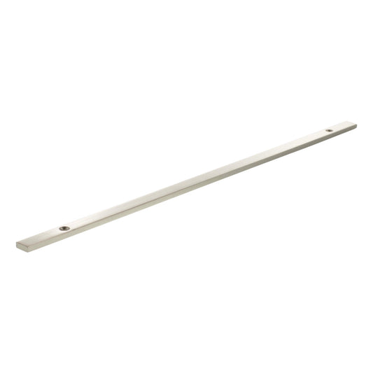 Atlantic Millhouse Brass Long Narrow Cabinet Handle Backplate, measuring 320mm, in a polished brass finish with two holes for mounting, featuring a sleek and minimalist design.
