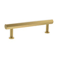 Atlantic Millhouse Brass Pennington Hexagonal T-Bar Cabinet Pull Handle in a brushed brass finish, measuring 128mm in length, featuring a sleek hexagonal design with two cylindrical mounts.