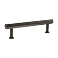 Atlantic Millhouse Brass Pennington Hexagonal T-Bar Cabinet Pull Handle in matte black finish, measuring 128mm in length, featuring two cylindrical bases.