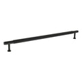 Atlantic Millhouse Brass Eiffel Knurled T-Bar Cabinet Pull Handle in black, measuring 320mm in length, features a knurled grip texture for easy handling and cylindrical mounting posts on each end.